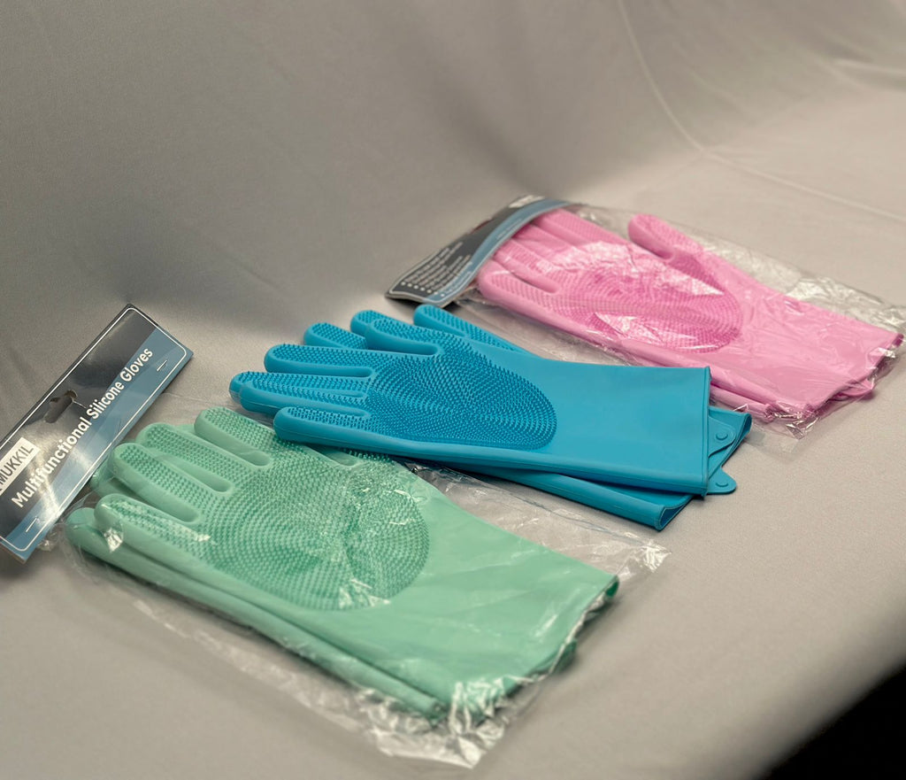 Silicone Dishwashing Cleaning Gloves with Scrubber   ( BUY 1 PAIR GET 1 PAIR FREE )