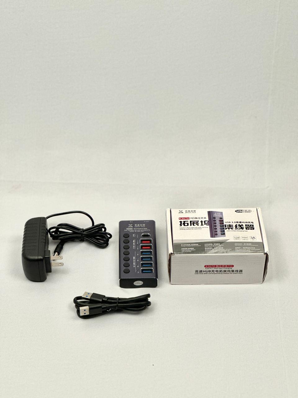 Generic K367 USB 3.0 7-Port Hub with Power Adapter